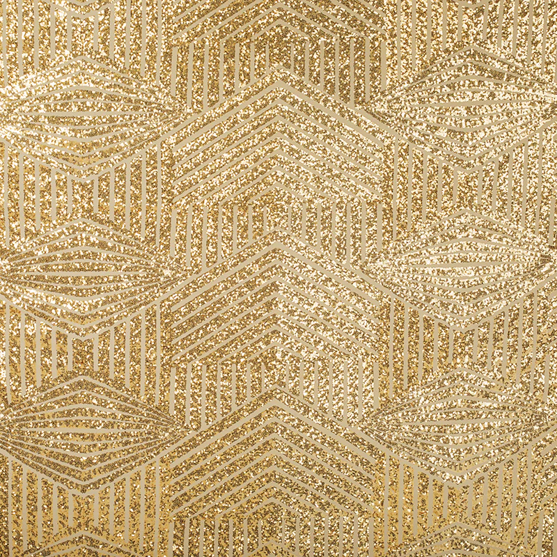 10 yards Geometric Glitz Art Deco Sequins Fabric Bolt - Gold