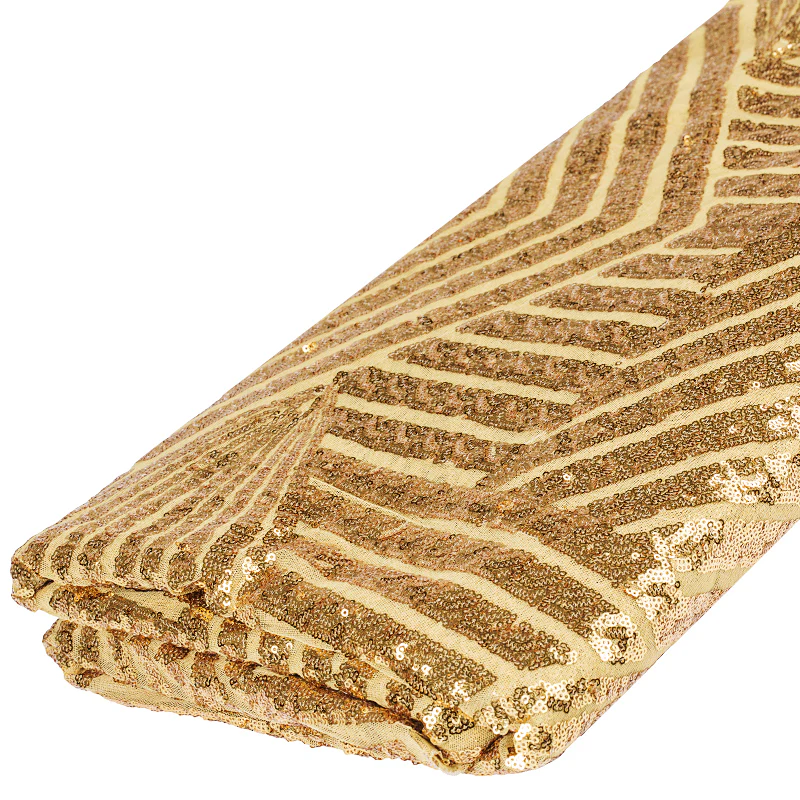 10 yards Geometric Glitz Art Deco Sequins Fabric Bolt - Gold - Image 3