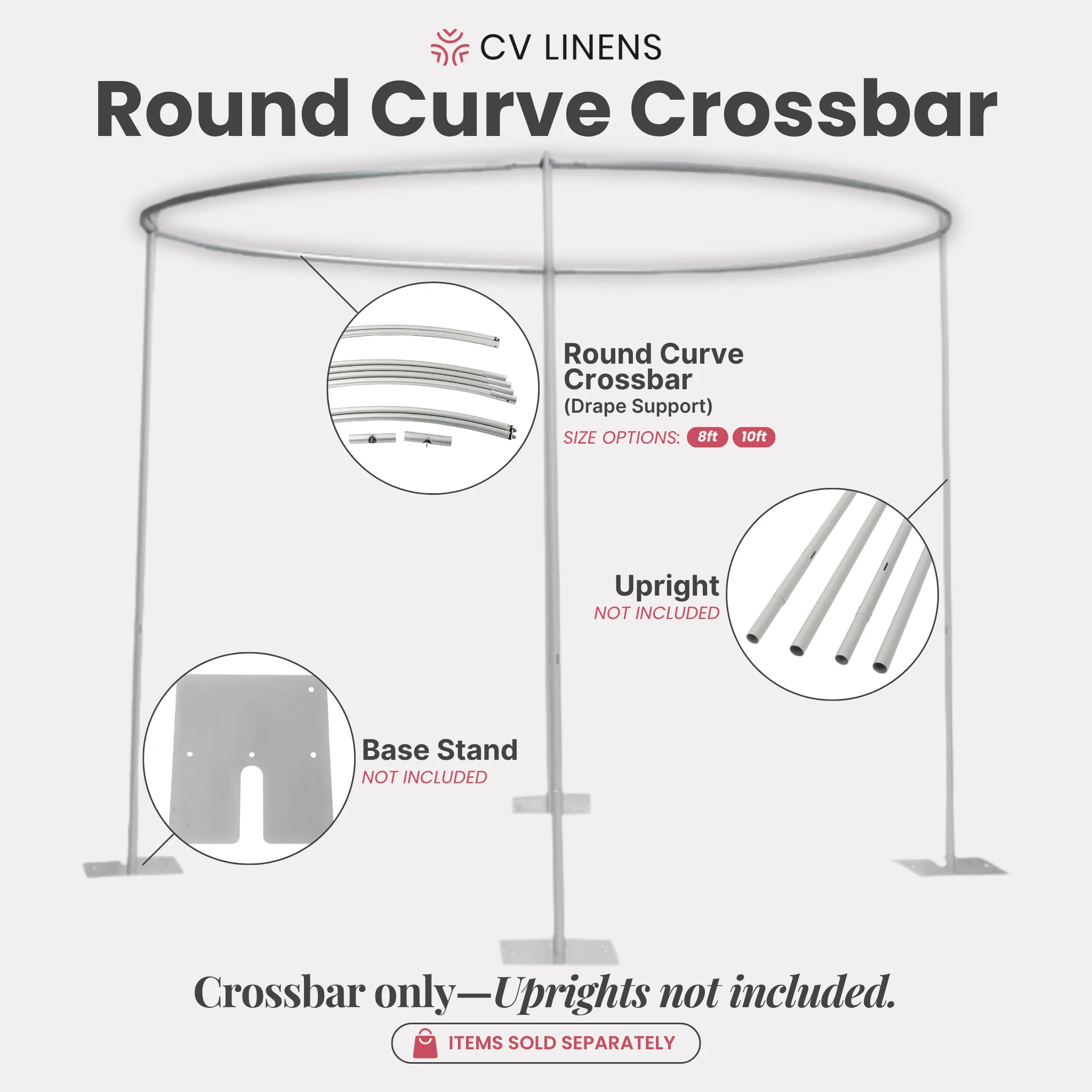 10ft Round Crossbar Drape Support - Image 3