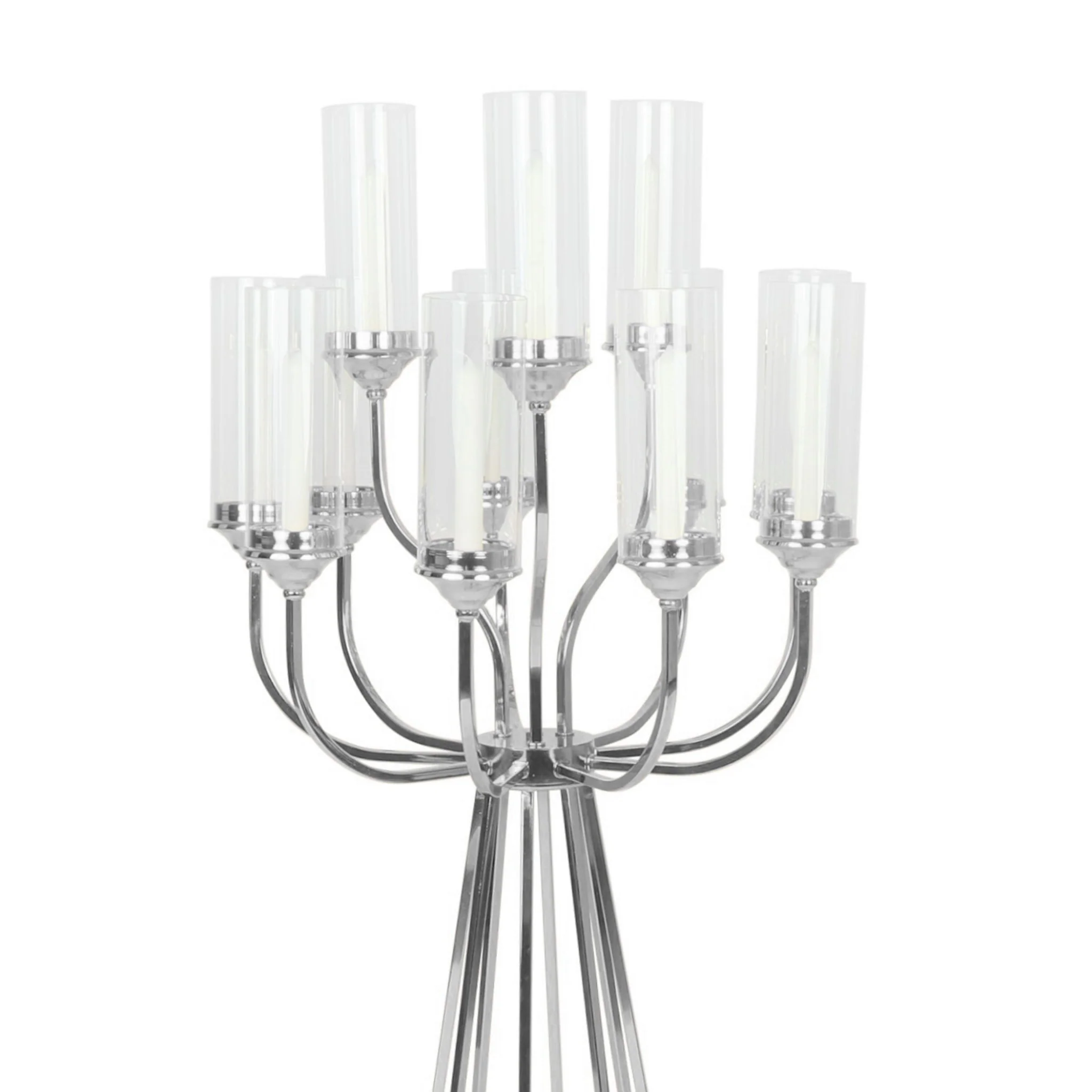 12 Arms Candle Holder Wedding Candelabra Table Centerpiece 48"H - Silver - Image 3