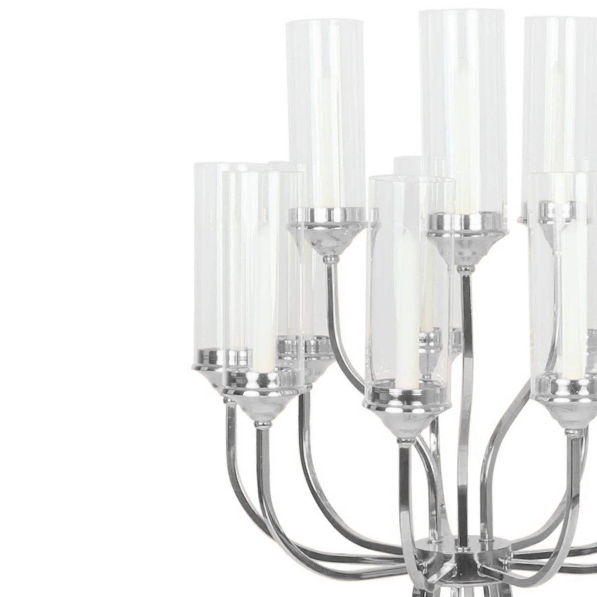 12 Arms Candle Holder Wedding Candelabra Table Centerpiece 48"H - Silver - Image 4