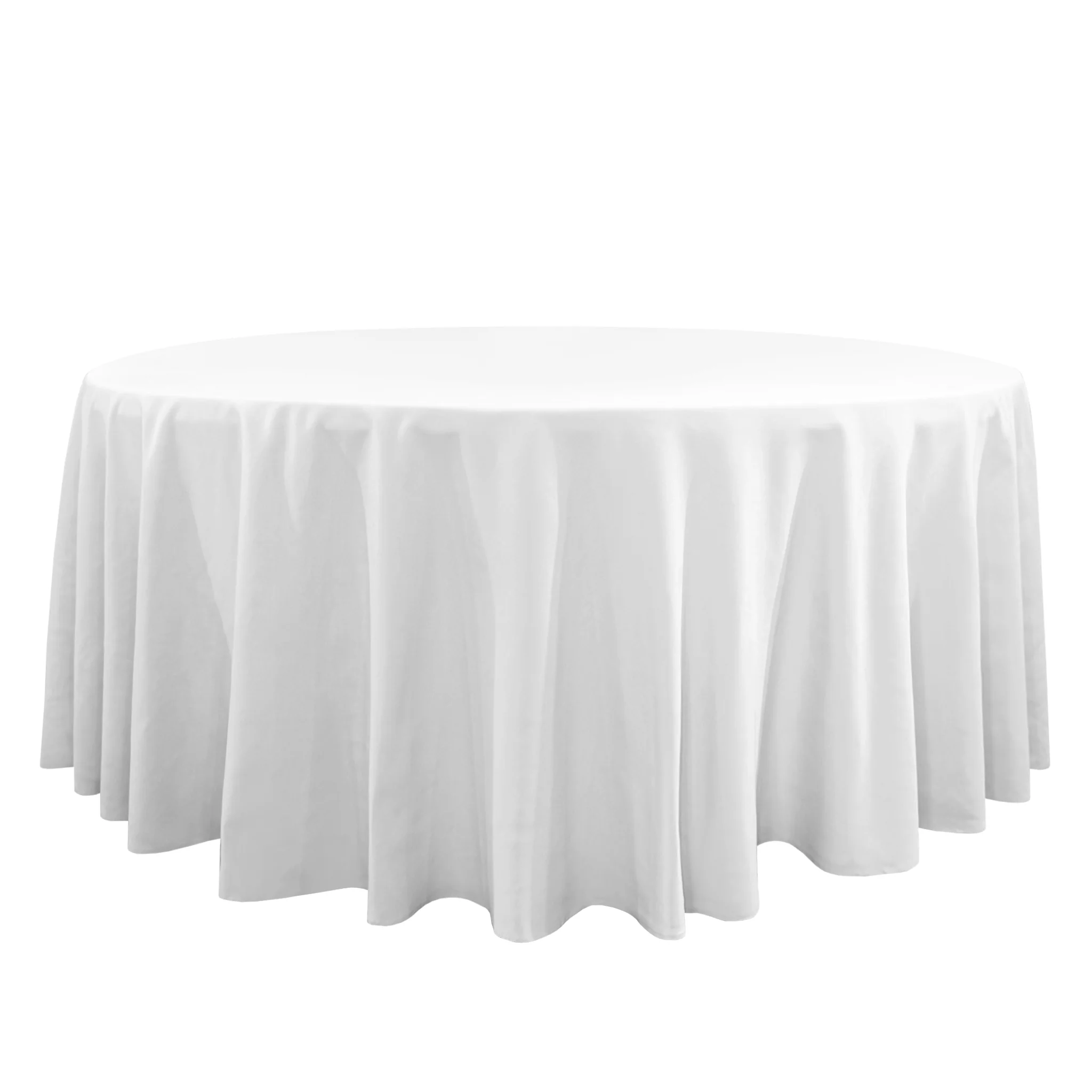 Premium 120" Round White Spun Polyester Tablecloth