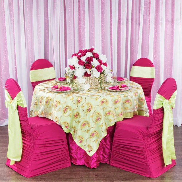 120" Pinchwheel Round Tablecloth - Fuchsia - Image 3