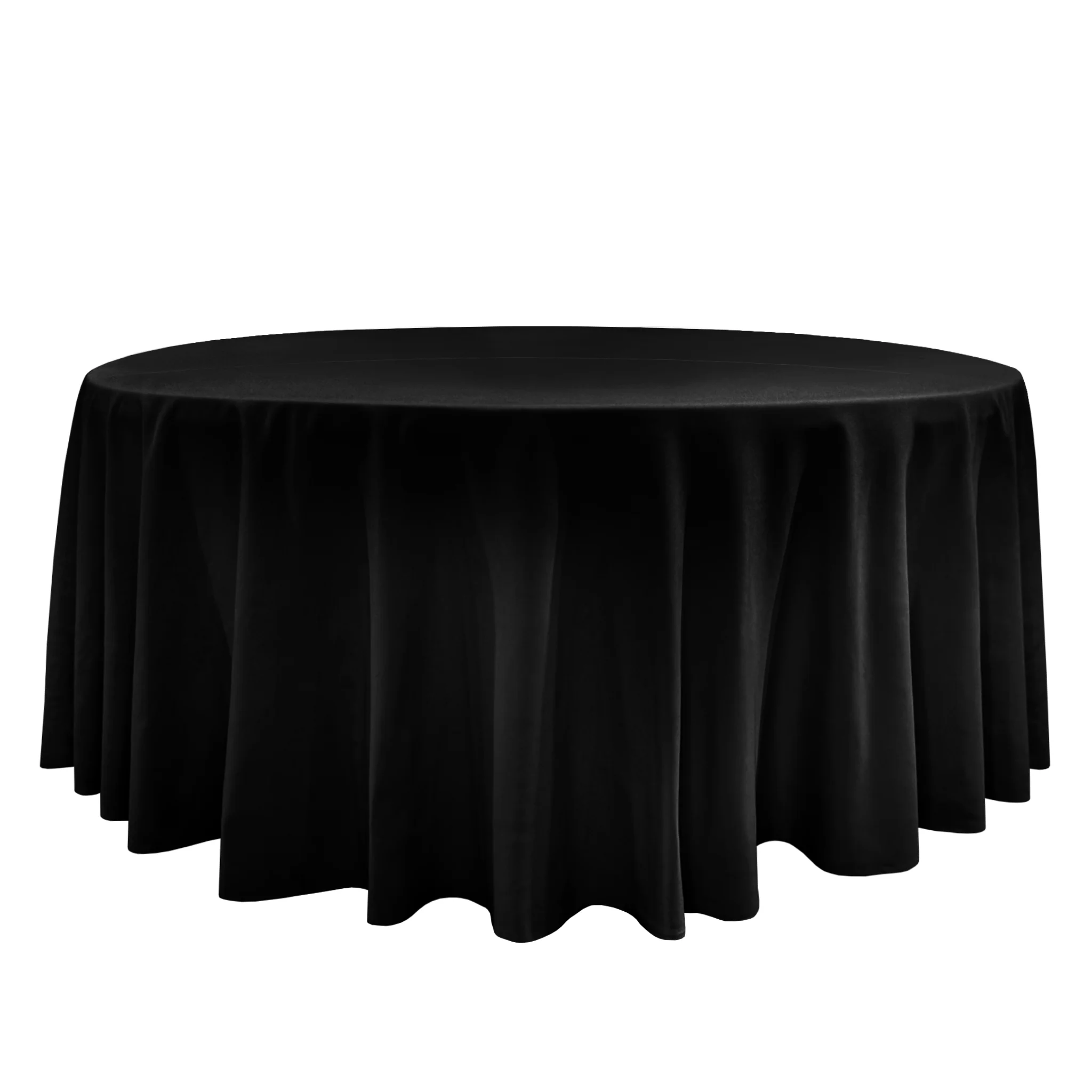 Premium 132" Round Black Spun Polyester Tablecloth