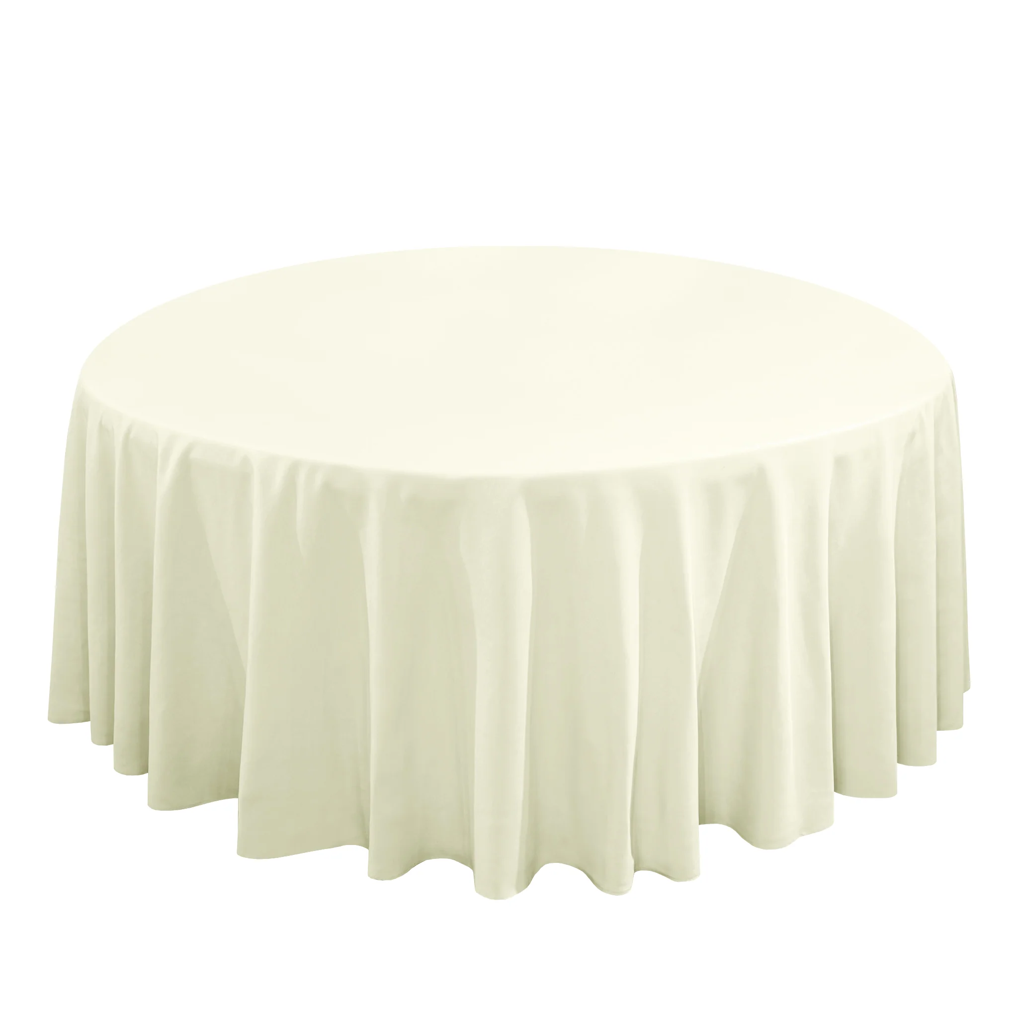 Premium 132" Round Ivory Spun Polyester Tablecloth - Image 4