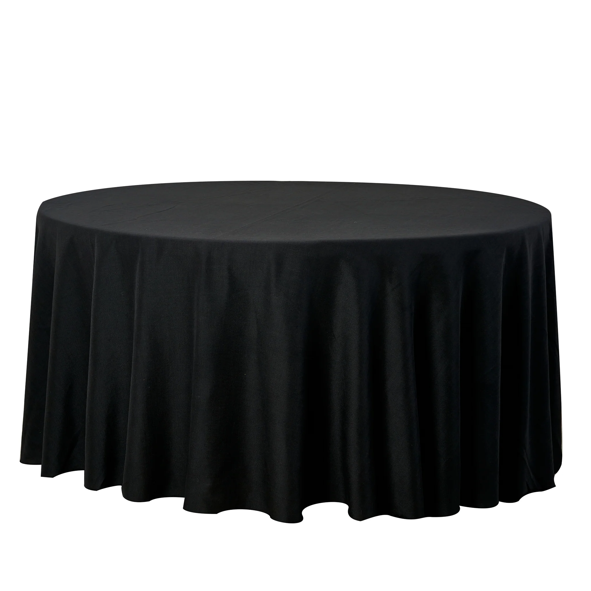 132" Round Premium Linen-Look Panama Weave Tablecloth - Black