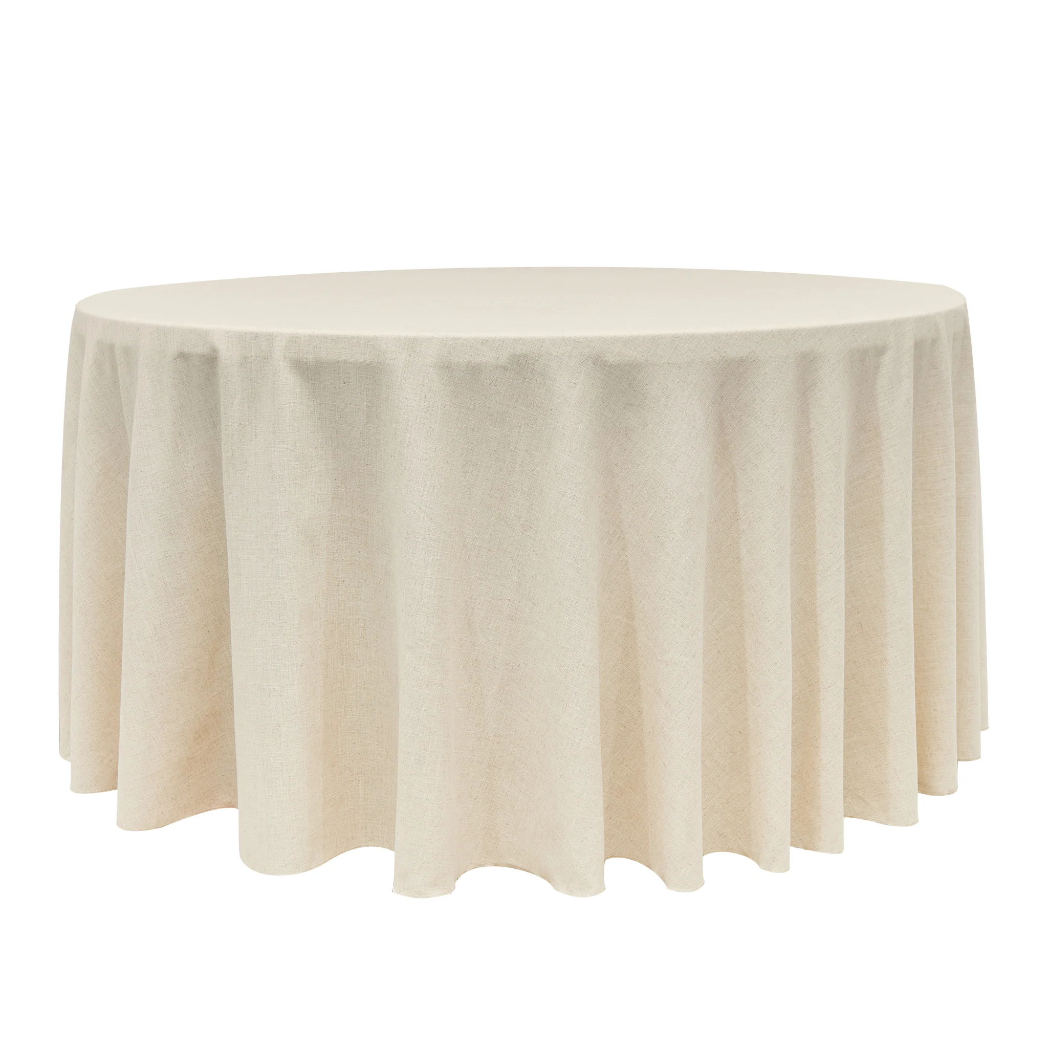 132" Round Premium Linen-Look Panama Weave Tablecloth - Ivory
