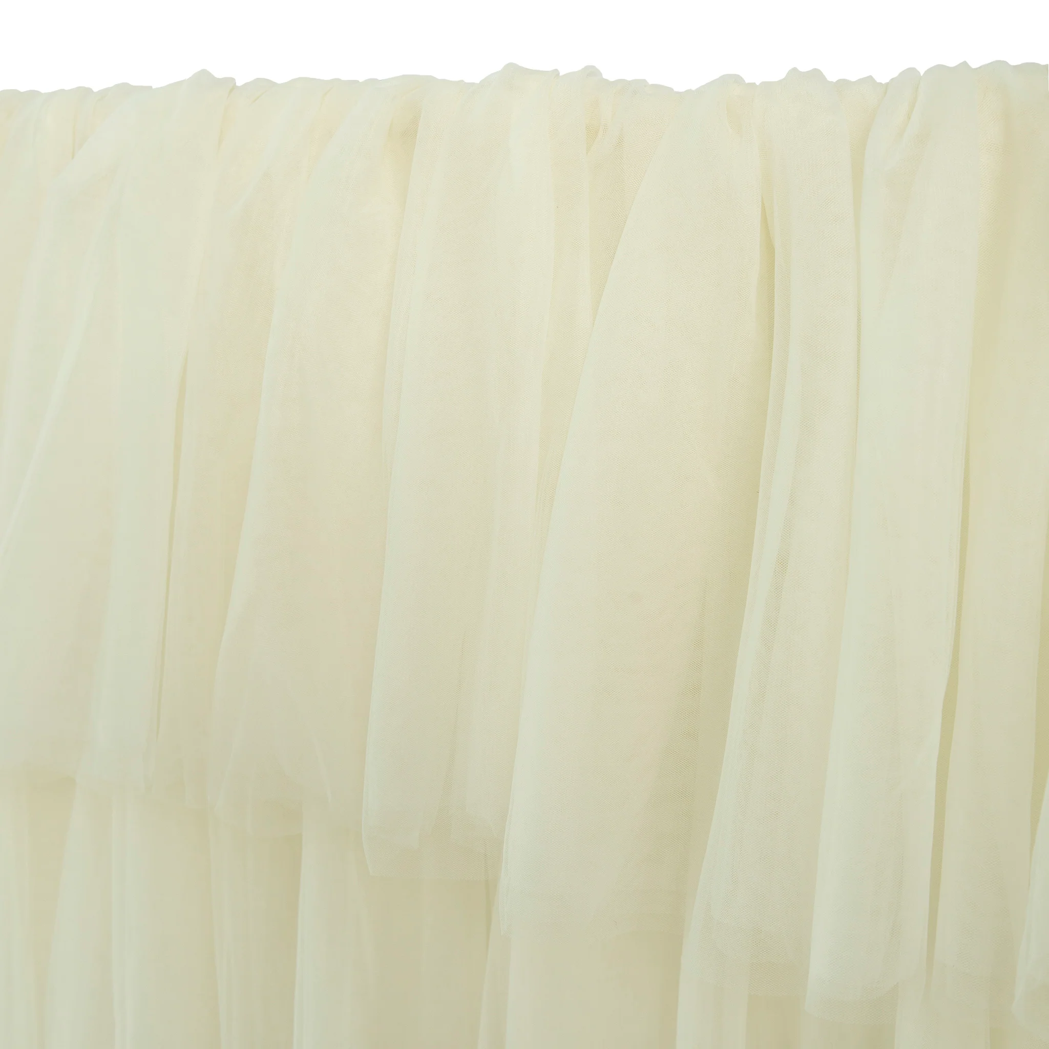 14ft Ruffle Layered Ivory Tulle Tableskirt - Image 3