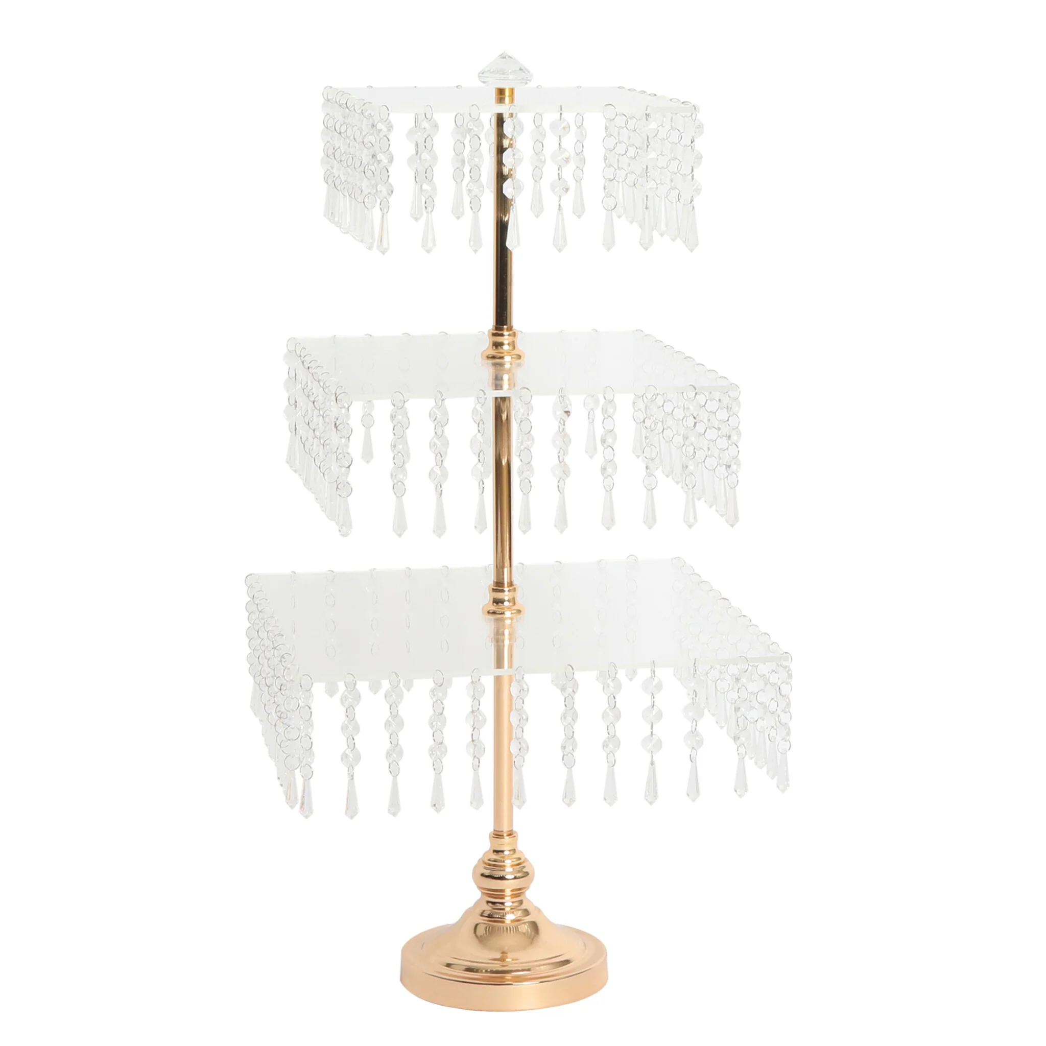 3 Tier Square Crystal Drop Cupcake Stand - Image 4
