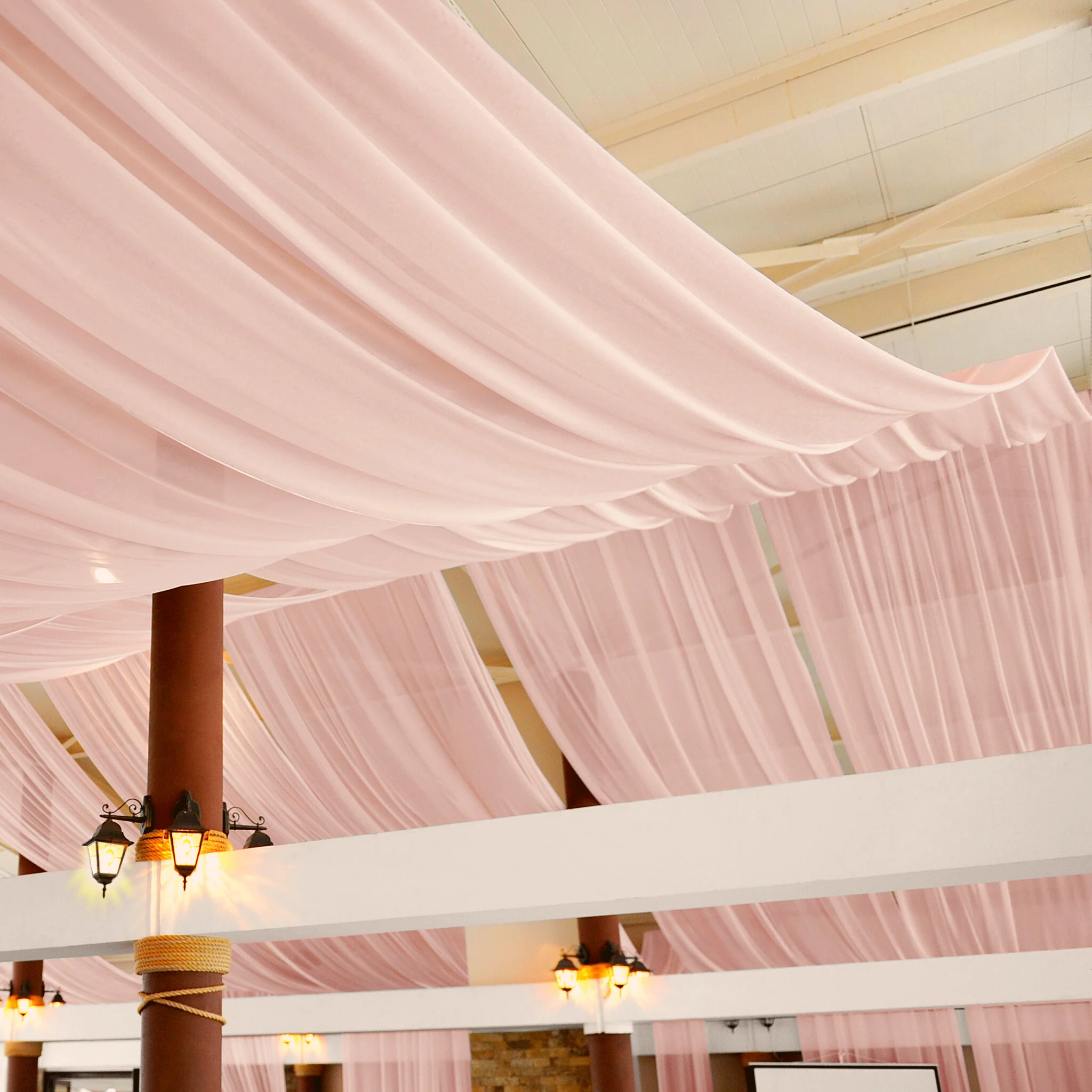 30ft Ceiling/Curtain Draping Sheer Voile Flame Retardant (FR) - Blush