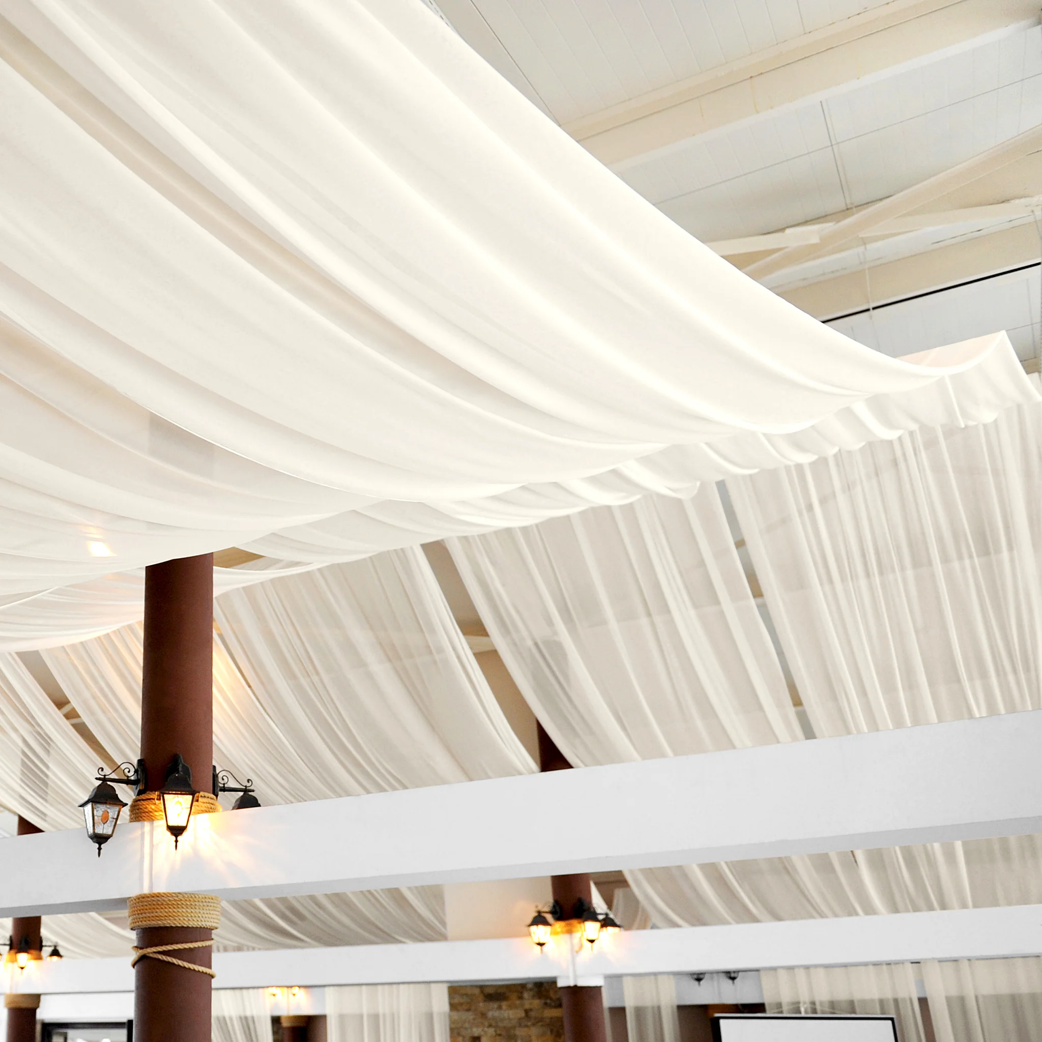 30ft Ceiling/Curtain Draping Sheer Voile Flame Retardant (FR) - Ivory