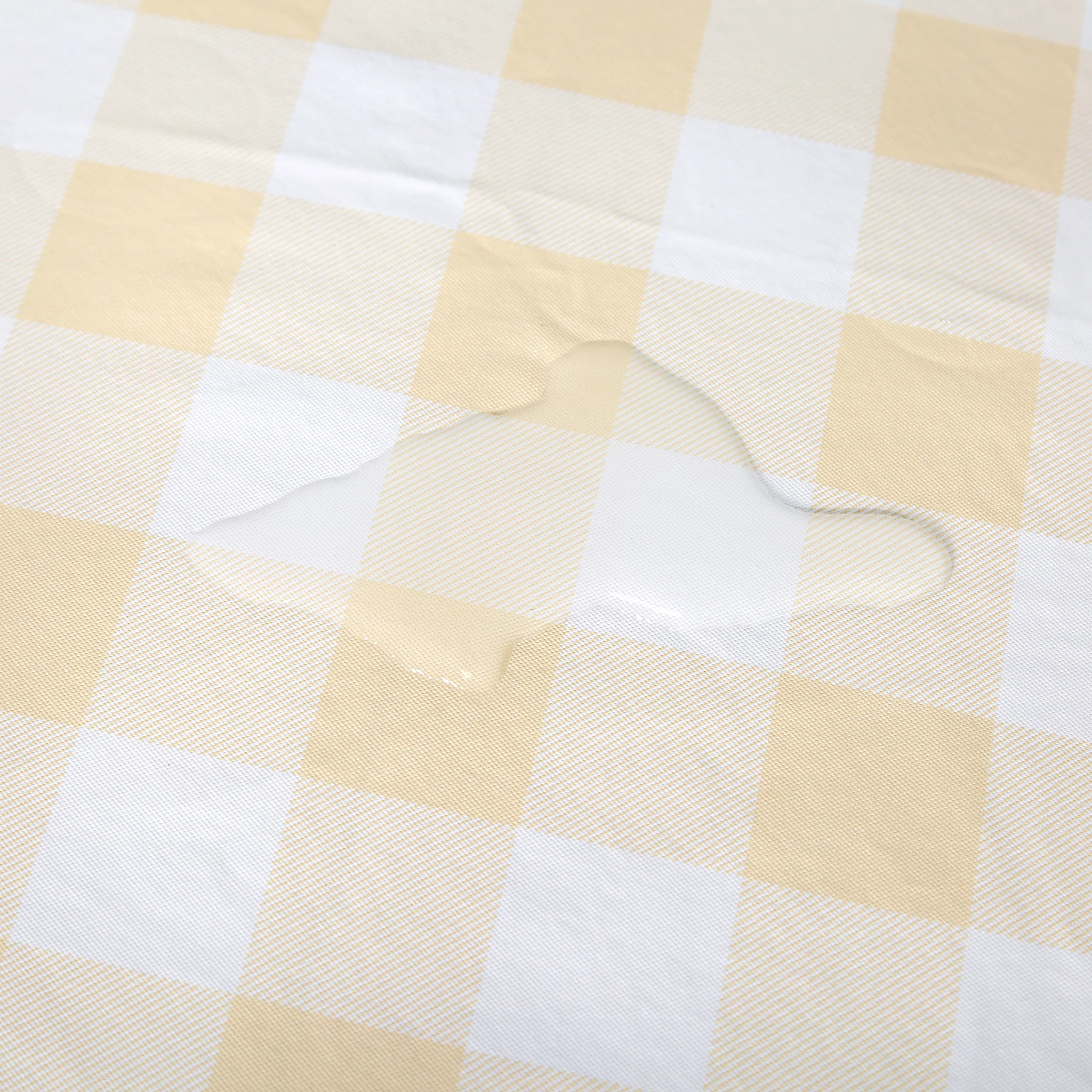 Rectangular Elastic Table Top Cover 30"x48" Waterproof Vinyl Flannel Backing Checkered Design - Champagne - Image 2