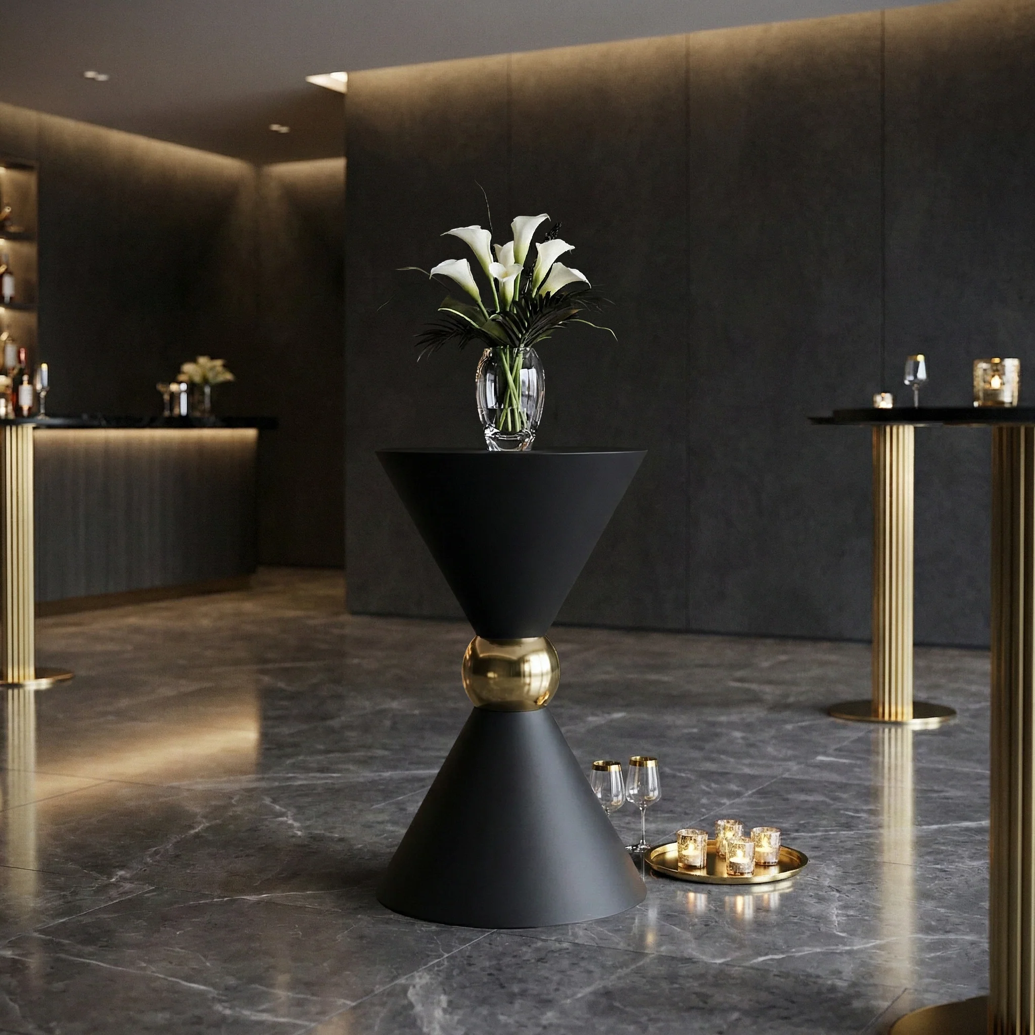 38" Tall Hourglass Plinth Pedestal Stand - Black - Image 6