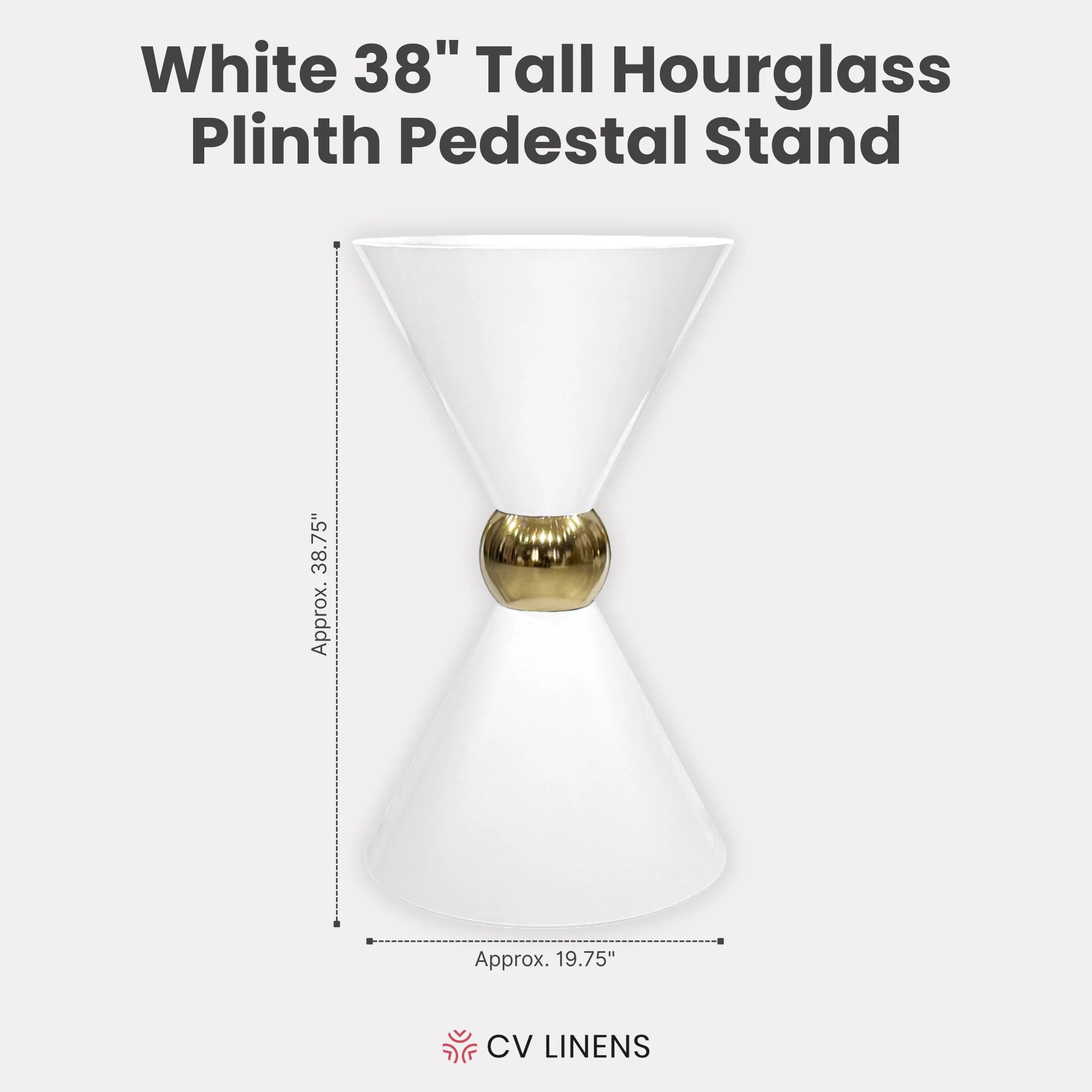 38" Tall Hourglass Plinth Pedestal Stand - White - Image 3
