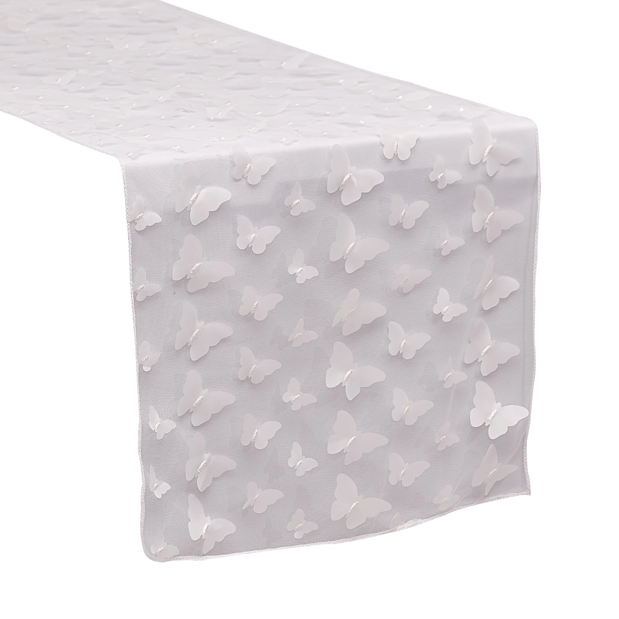 3D Butterfly Sheer Table Runner - White