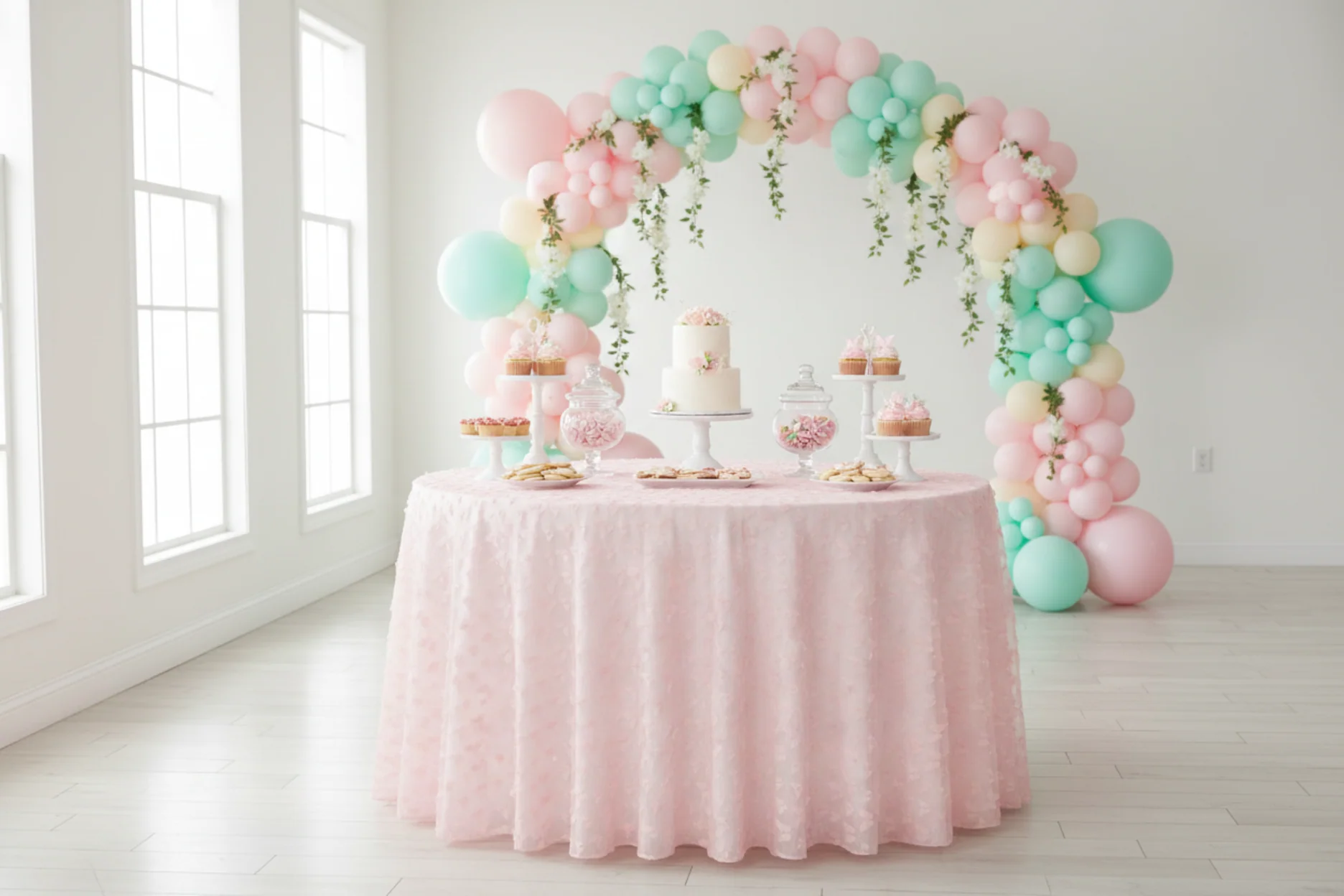 3D Butterfly Sheer Tablecloth 120" Round - Pink - Image 6