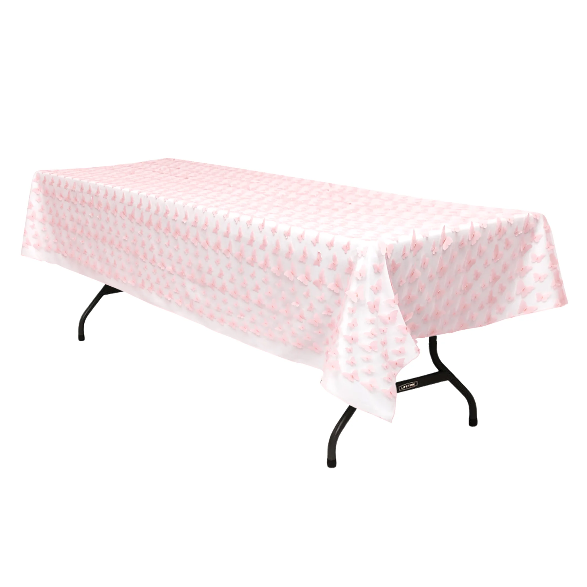3D Butterfly Sheer Tablecloth 50"x102" Rectangular - Pink