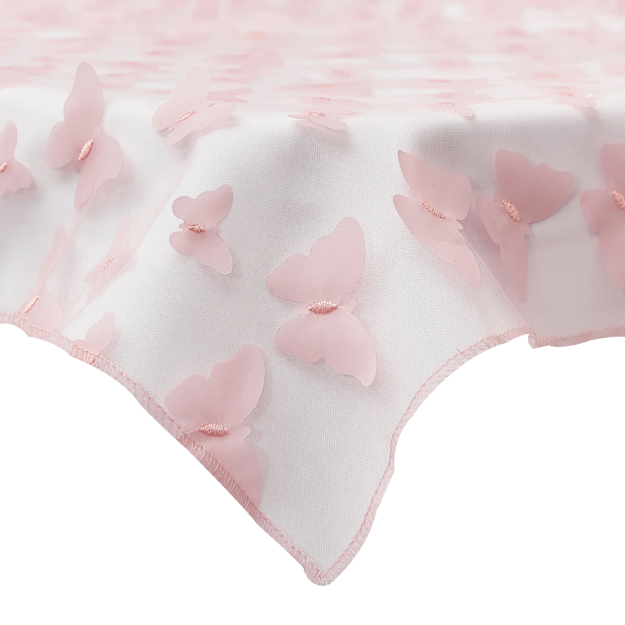 3D Butterfly Sheer Tablecloth 50"x102" Rectangular - Pink - Image 3