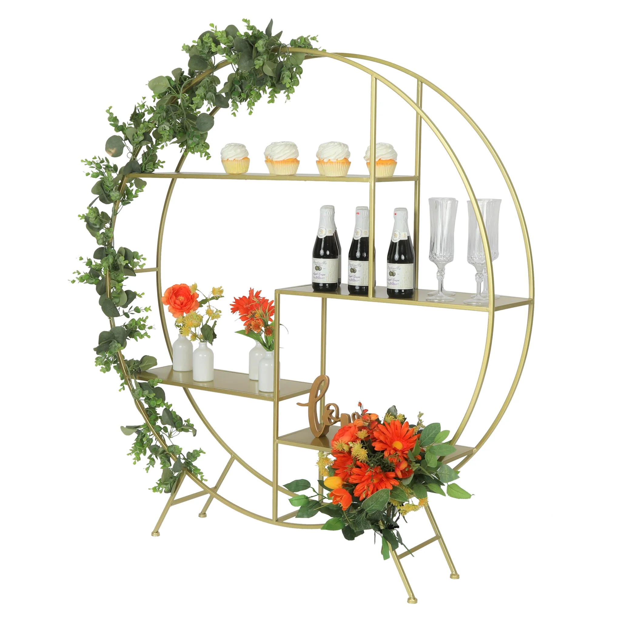 4 ft Round Metal Dessert Display Stand - Gold - Image 3