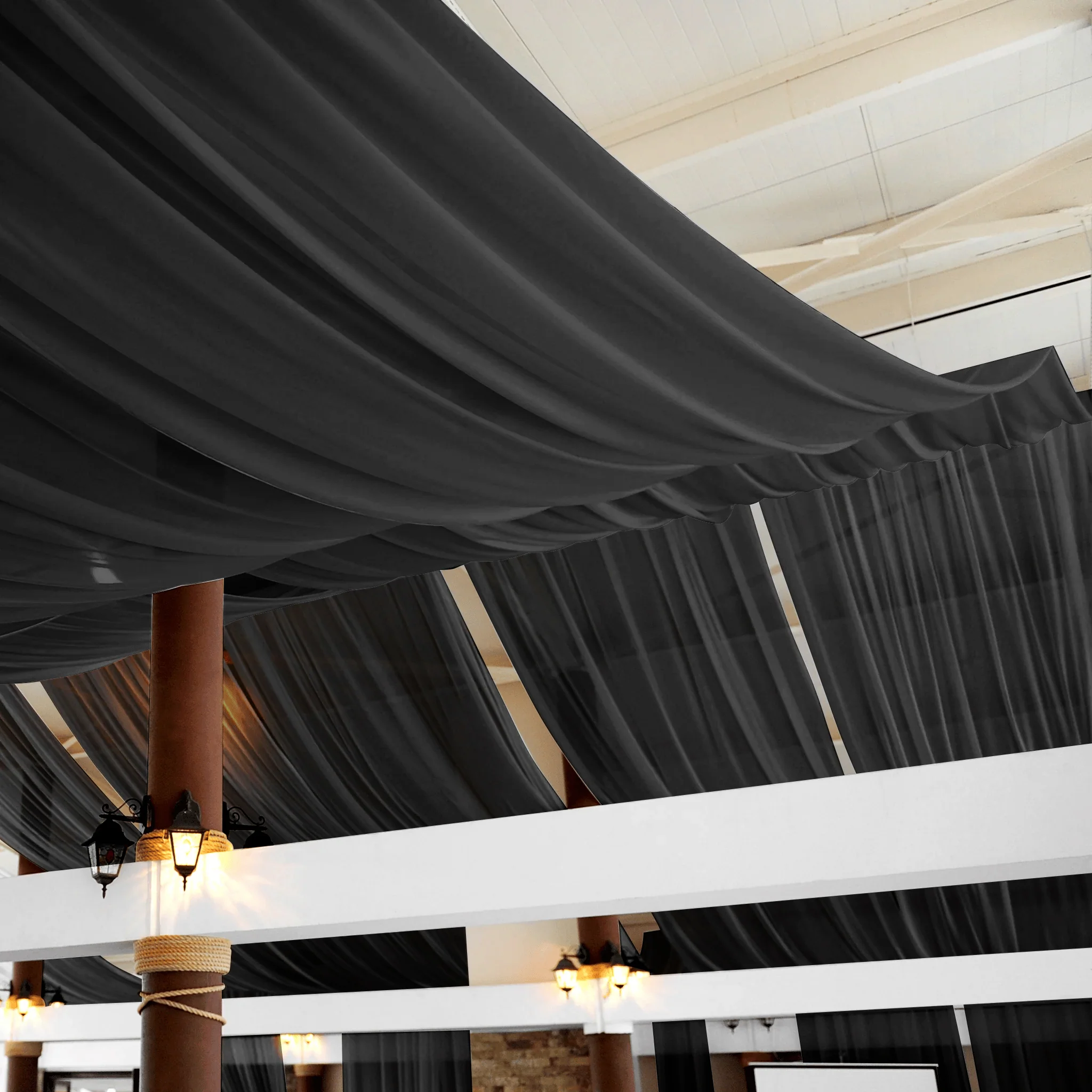 40ft Ceiling/Curtain Draping Sheer Voile Flame Retardant (FR) - Black
