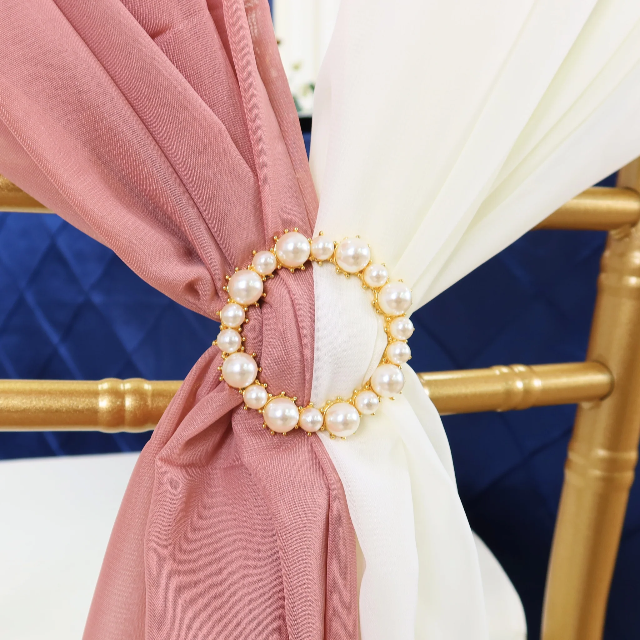 5pcs Pack of Chiffon Chair Sashes/Ties 19" x 72" - Dusty Rose/Mauve - Image 6