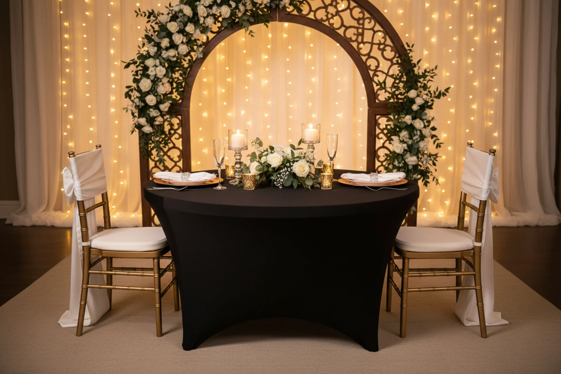 6 FT Round Spandex Table Cover - Black - Image 2