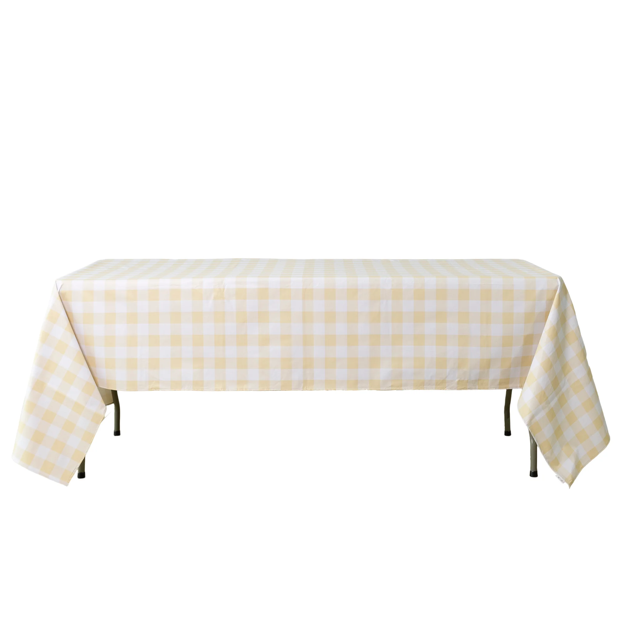 Rectangular Tablecloth 60"x102" Waterproof Vinyl Flannel Backing Checkered Design - Champagne - Image 4