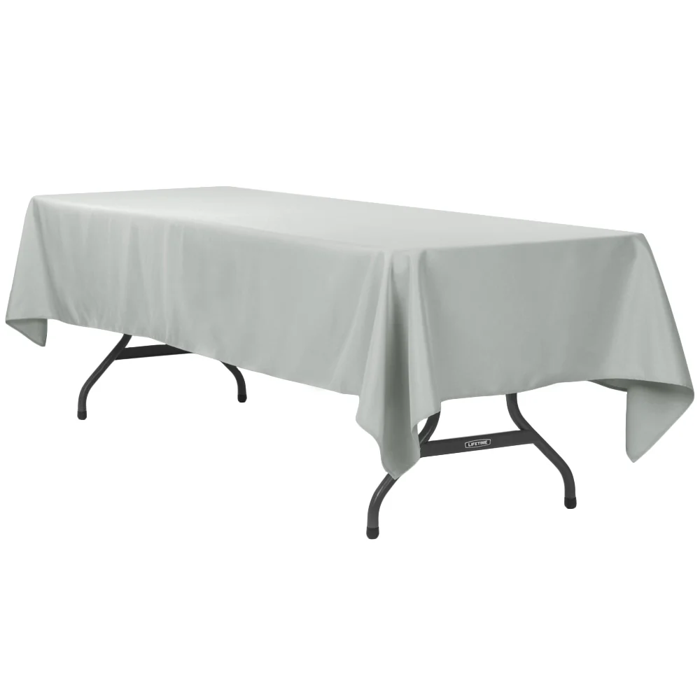 60"x120" Rectangular Premium Polyester Tablecloth - Gray/Silver