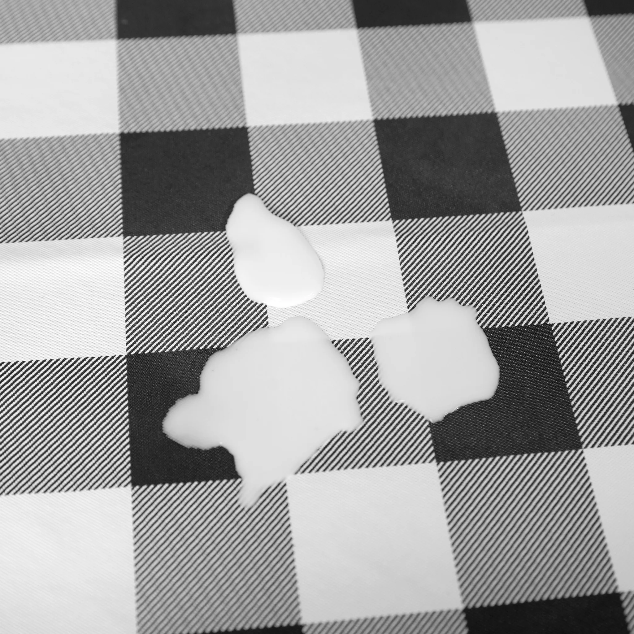 Rectangular Tablecloth 60"x120" Waterproof Vinyl Flannel Backing Checkered Design - Black - Image 2