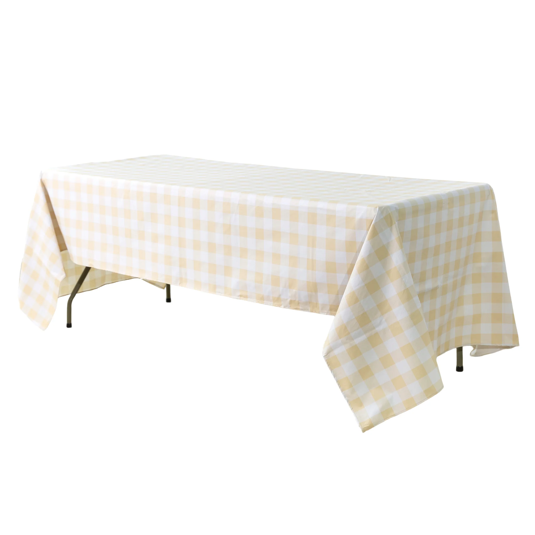 Rectangular Tablecloth 60"x120" Waterproof Vinyl Flannel Backing Checkered Design - Champagne
