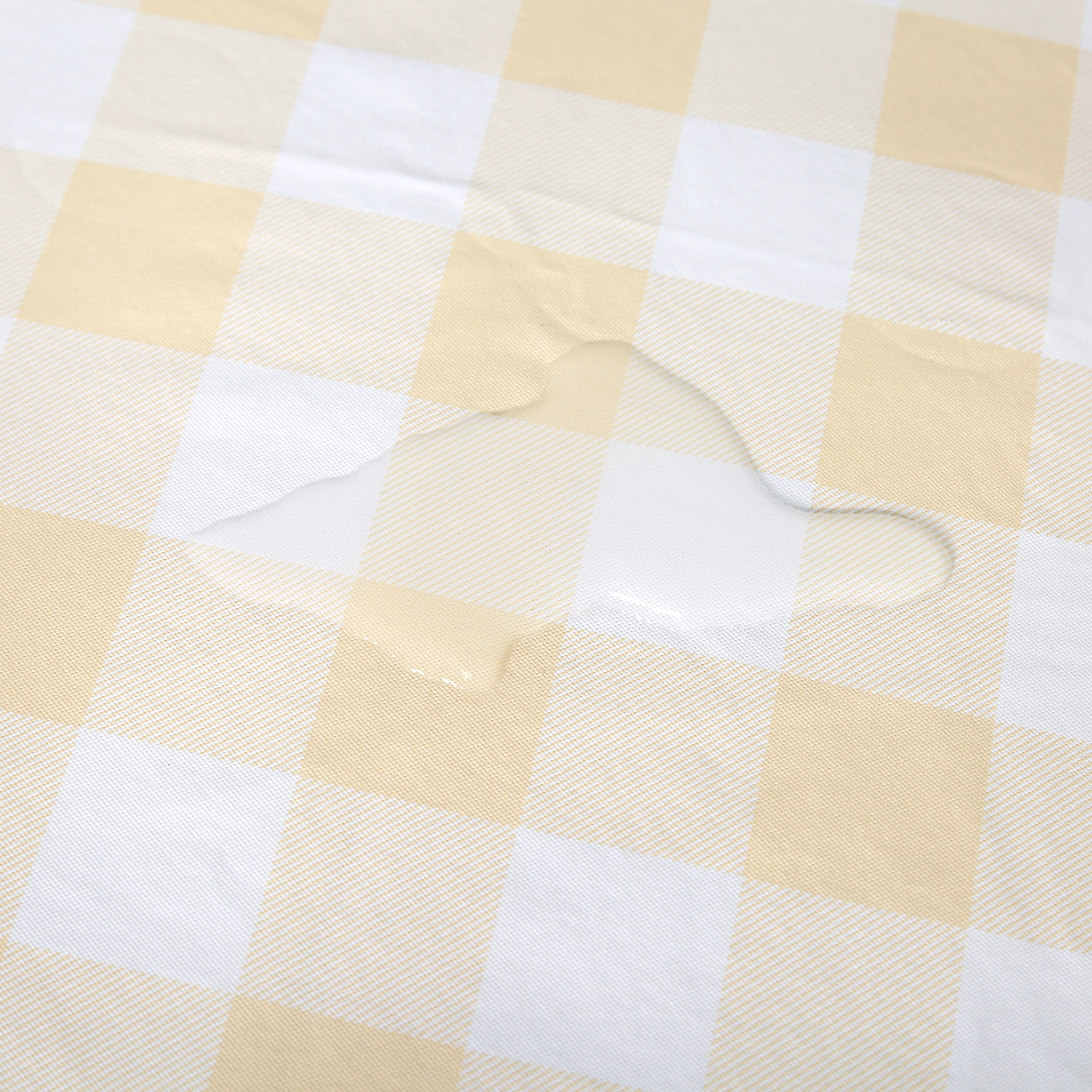 Rectangular Tablecloth 60"x84" Waterproof Vinyl Flannel Backing Checkered Design - Champagne - Image 2