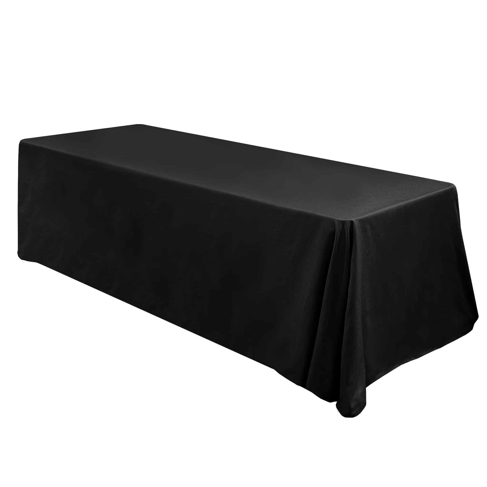 Premium 90"x132" Rectangular Black Spun Polyester Tablecloth - Image 4