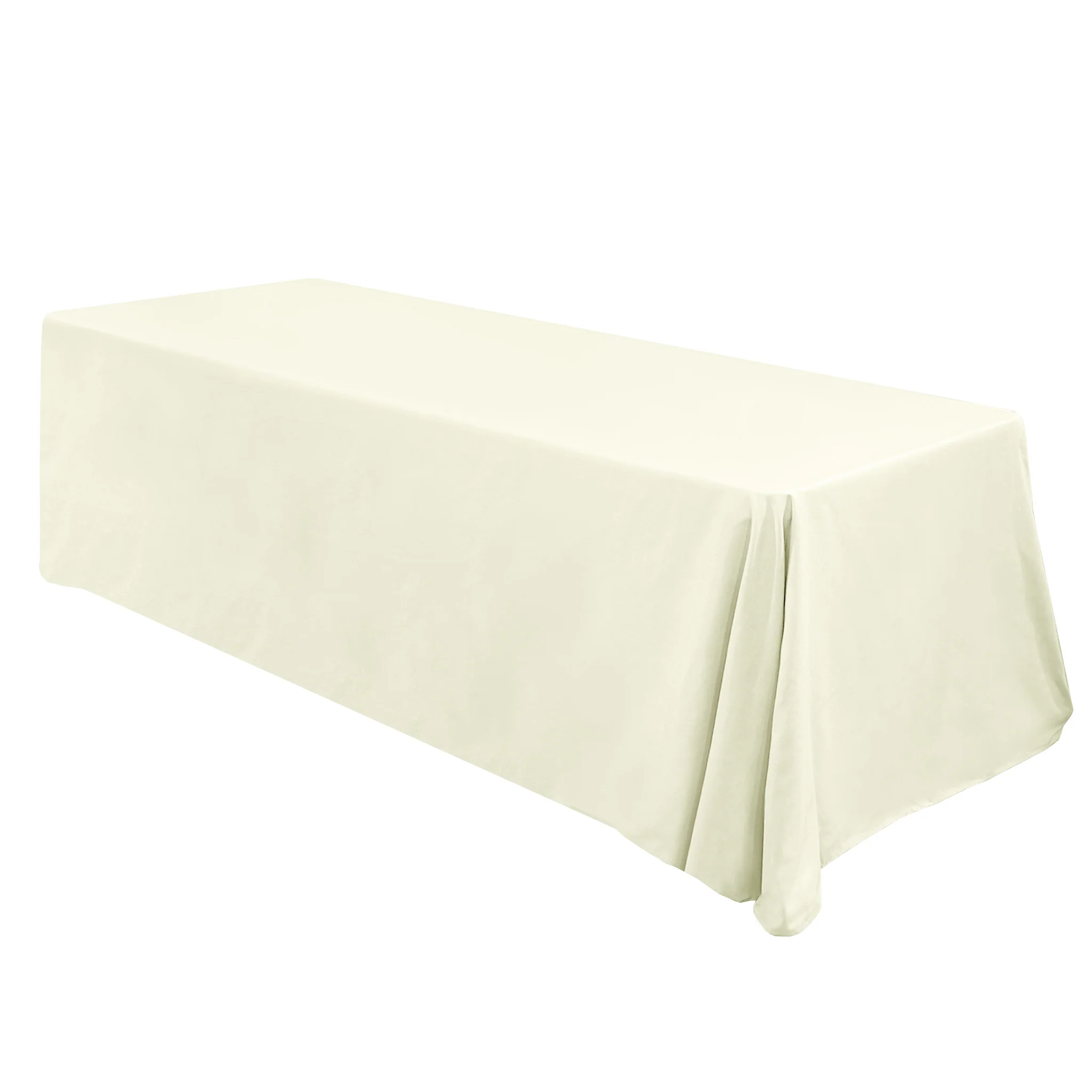 Premium 90"x132" Rectangular Ivory Spun Polyester Tablecloth - Image 3