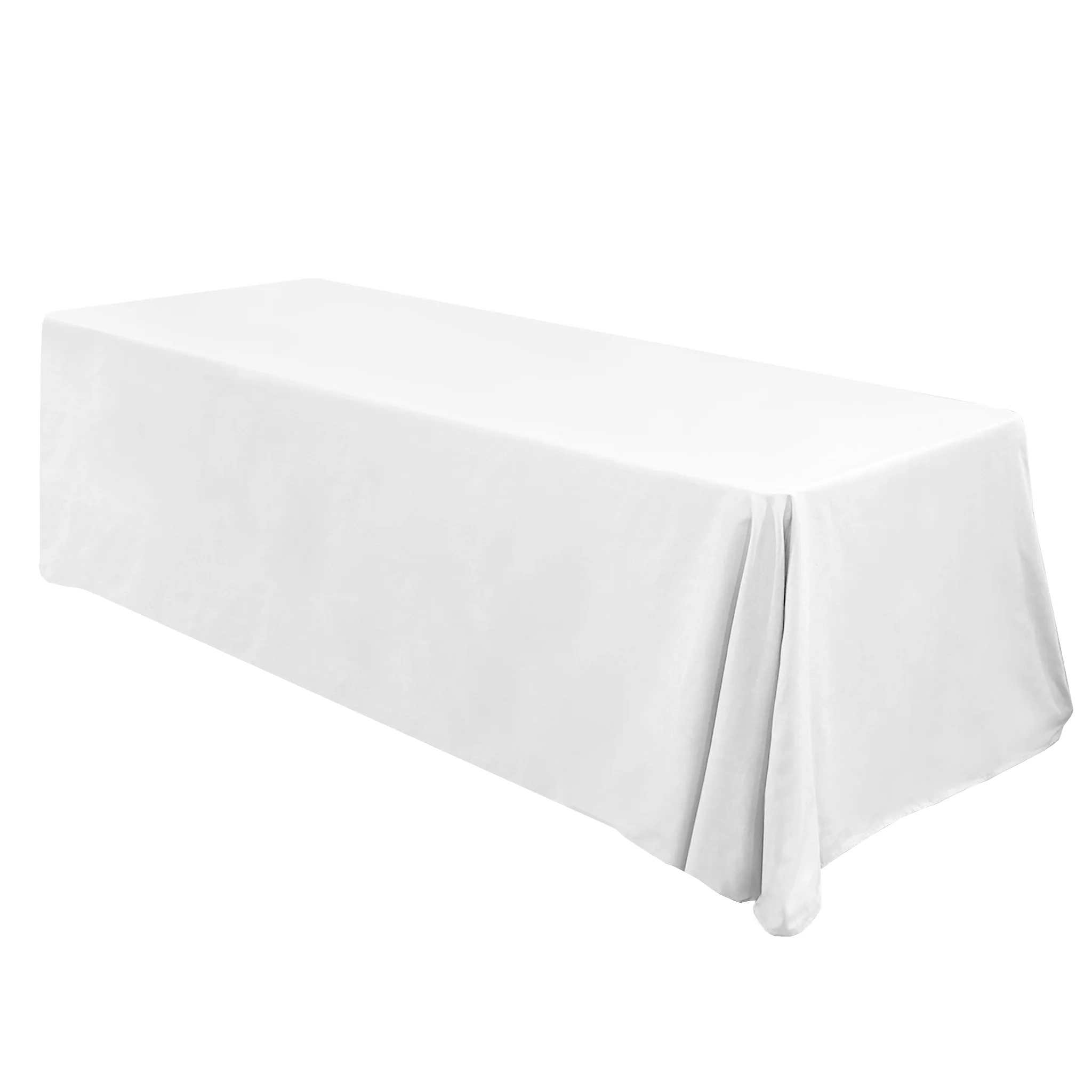 Premium 90"x132" Rectangular White Spun Polyester Tablecloth - Image 4