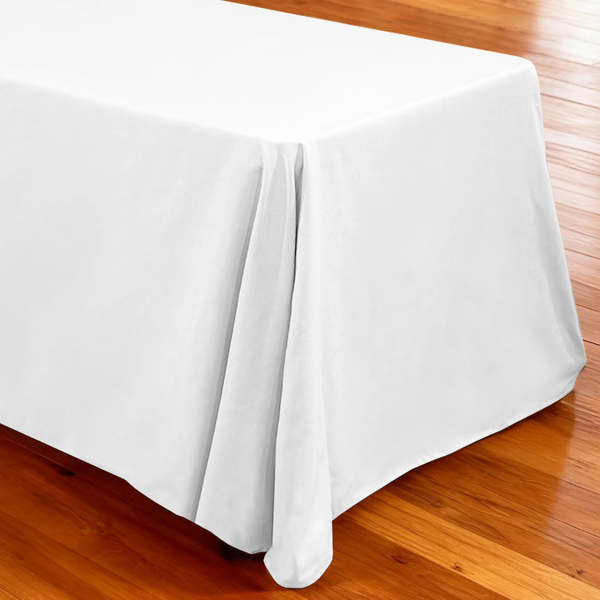 Premium 90"x132" Rectangular White Spun Polyester Tablecloth - Image 5