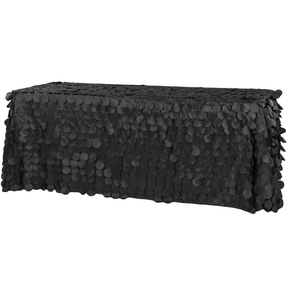 90"x132" Petal Circle Taffeta Rectangular Tablecloth - Black
