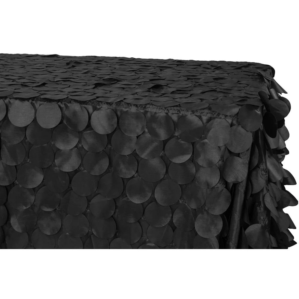 90"x132" Petal Circle Taffeta Rectangular Tablecloth - Black - Image 2