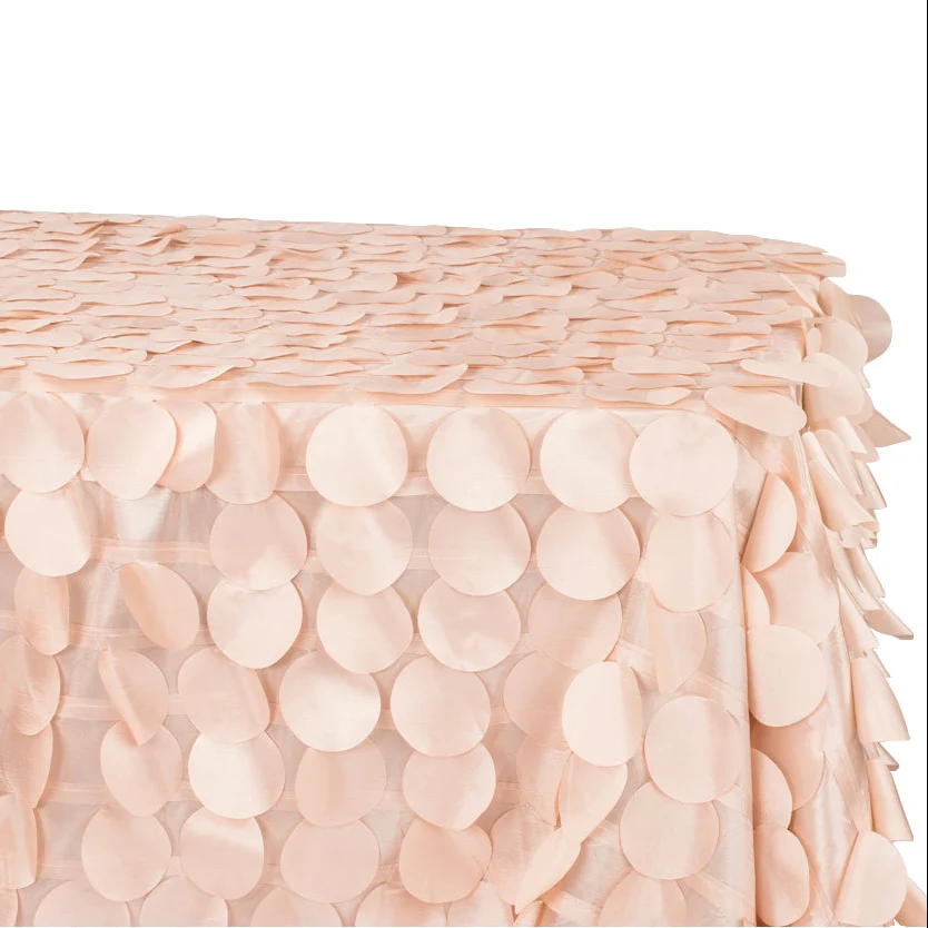 90"x132" Petal Circle Taffeta Rectangular Tablecloth - Blush/Rose Gold