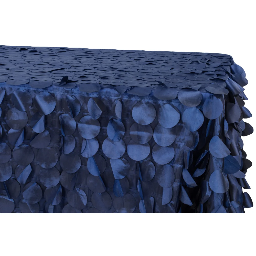 90"x132" Petal Circle Taffeta Rectangular Tablecloth - Navy Blue - Image 2