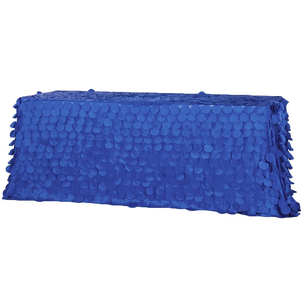 90"x132" Petal Circle Taffeta Rectangular Tablecloth - Royal Blue - Image 2