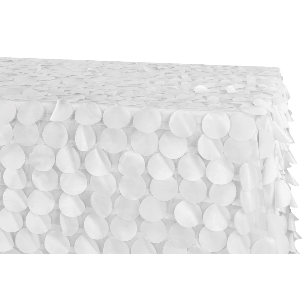 90"x132" Petal Circle Taffeta Rectangular Tablecloth - White - Image 2