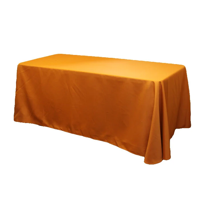 90"x132" Rectangular Oblong Premium Polyester Tablecloth - Burnt Orange