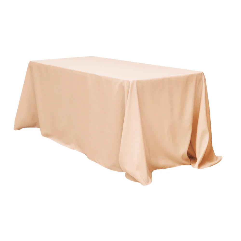 90"x132" Rectangular Oblong Premium Polyester Tablecloth - Champagne