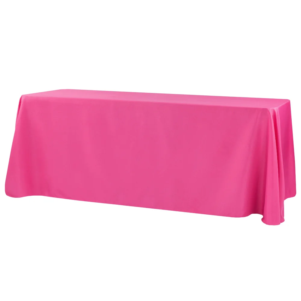 90"x132" Rectangular Oblong Premium Polyester Tablecloth - Fuchsia - Image 3