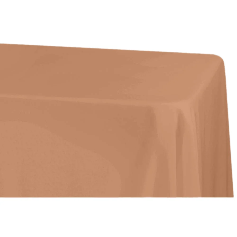 90"x132" Rectangular Oblong Premium Polyester Tablecloth - Latte Rose - Image 2