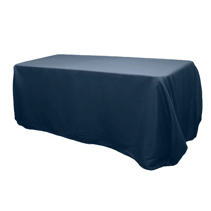 90"x132" Rectangular Oblong Premium Polyester Tablecloth - Navy Blue