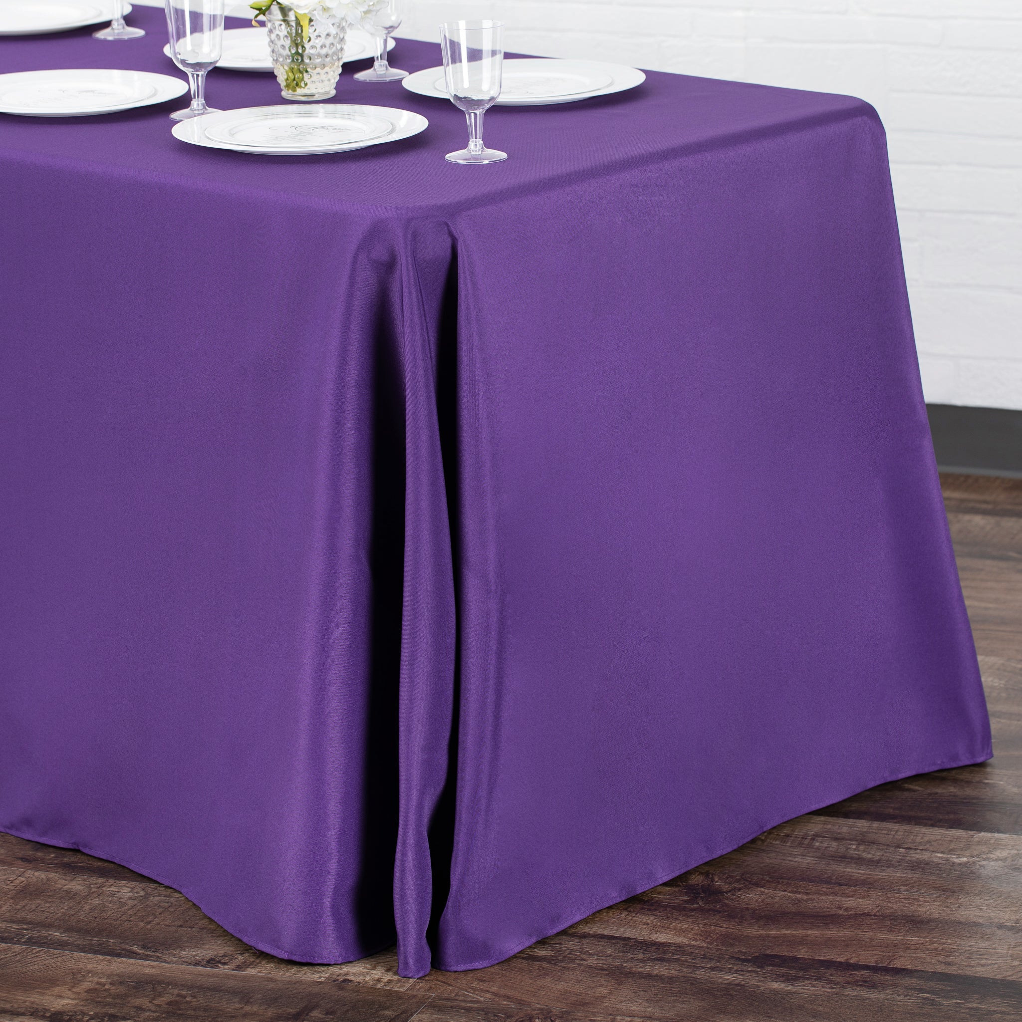 90"x132" Rectangular Oblong Premium Polyester Tablecloth - Purple - Image 2