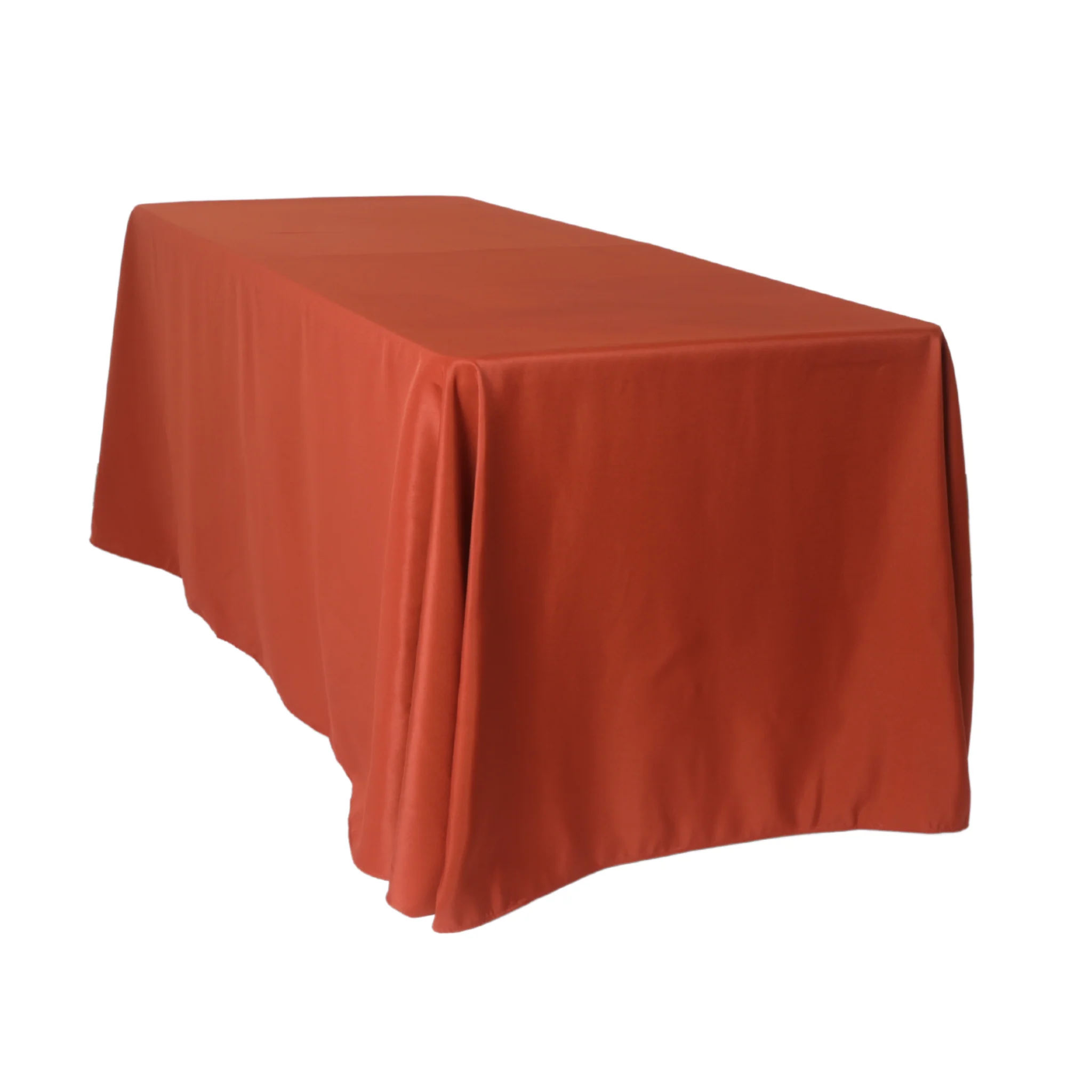 90"x132" Rectangular Oblong Premium Polyester Tablecloth - Rust - Image 2