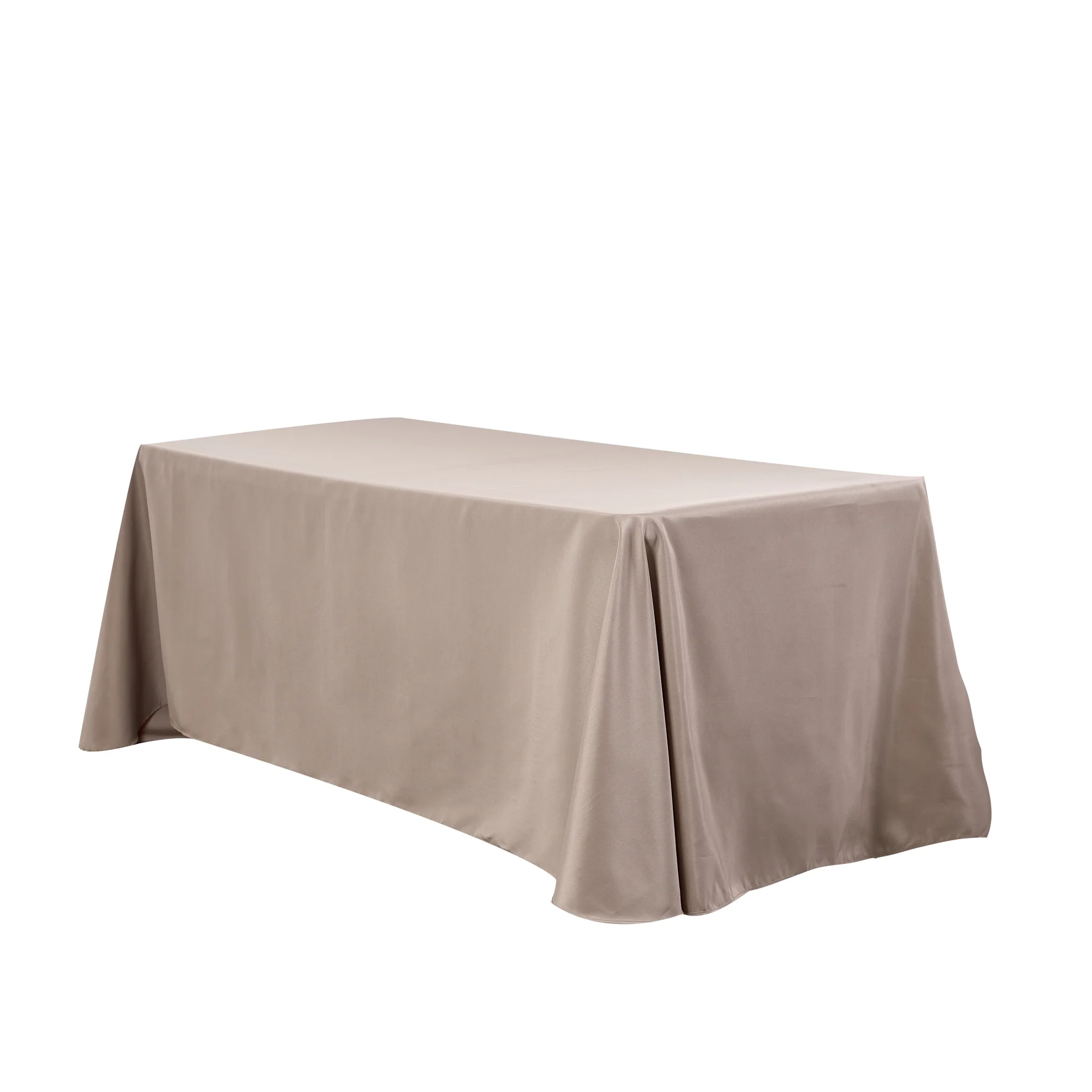 90"x132" Rectangular Oblong Premium Polyester Tablecloth - Taupe - Image 2