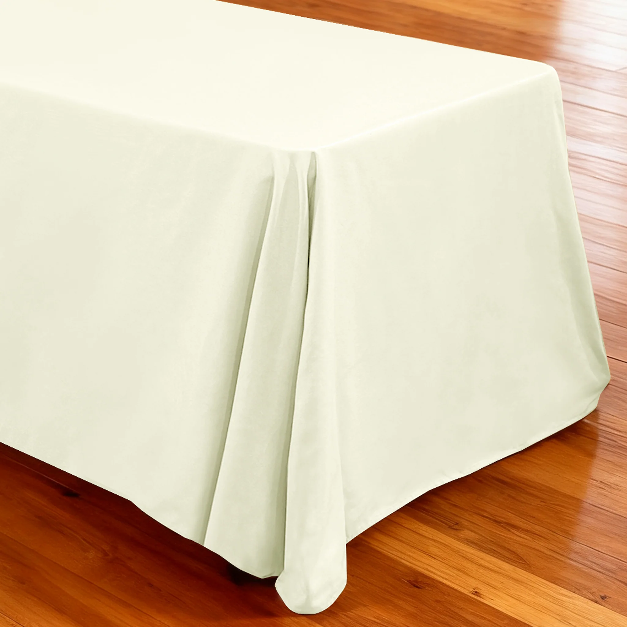 Premium 90"x156" Rectangular Ivory Spun Polyester Tablecloth - Image 4